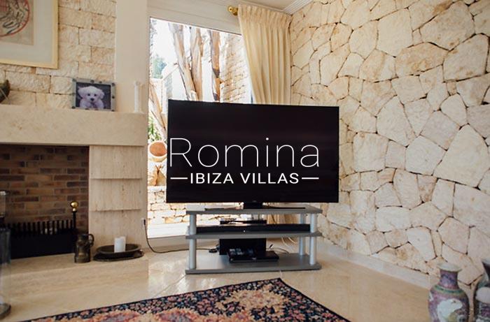 villa mar ibiza-2living room fireplace TV