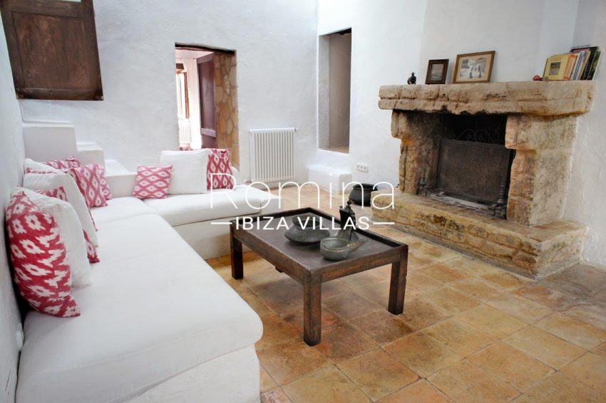 finca gibert ibiza-3living room fireplace