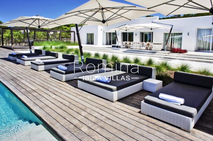 villa vallis ibiza-2pool wooden deck sun beds