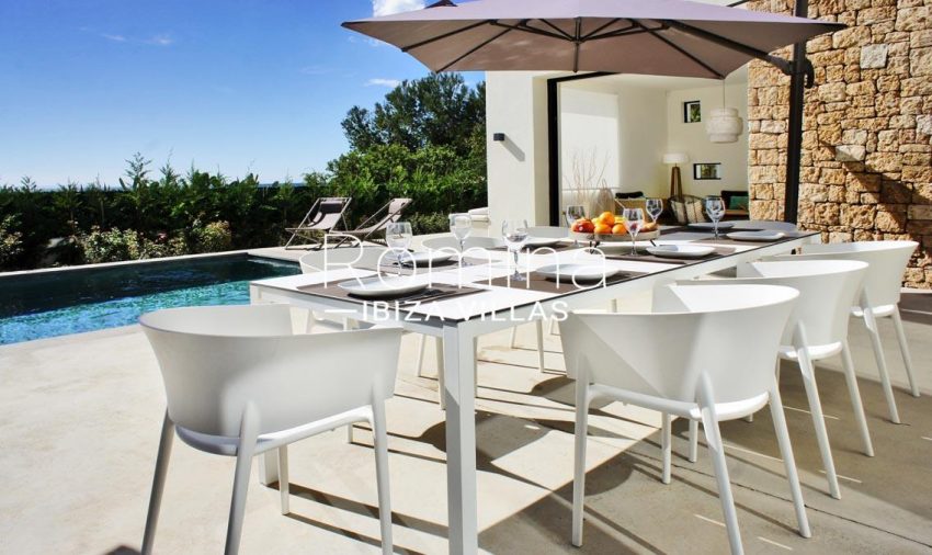 villa aguamarina ibiza-2pool terrace dining area