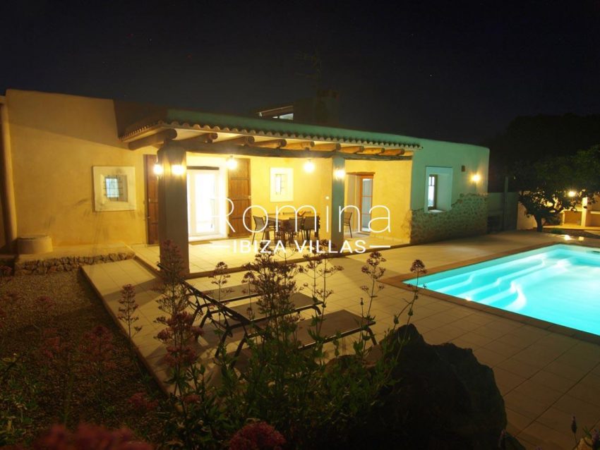 casa vergel ibiza-2pool facade porch by night2